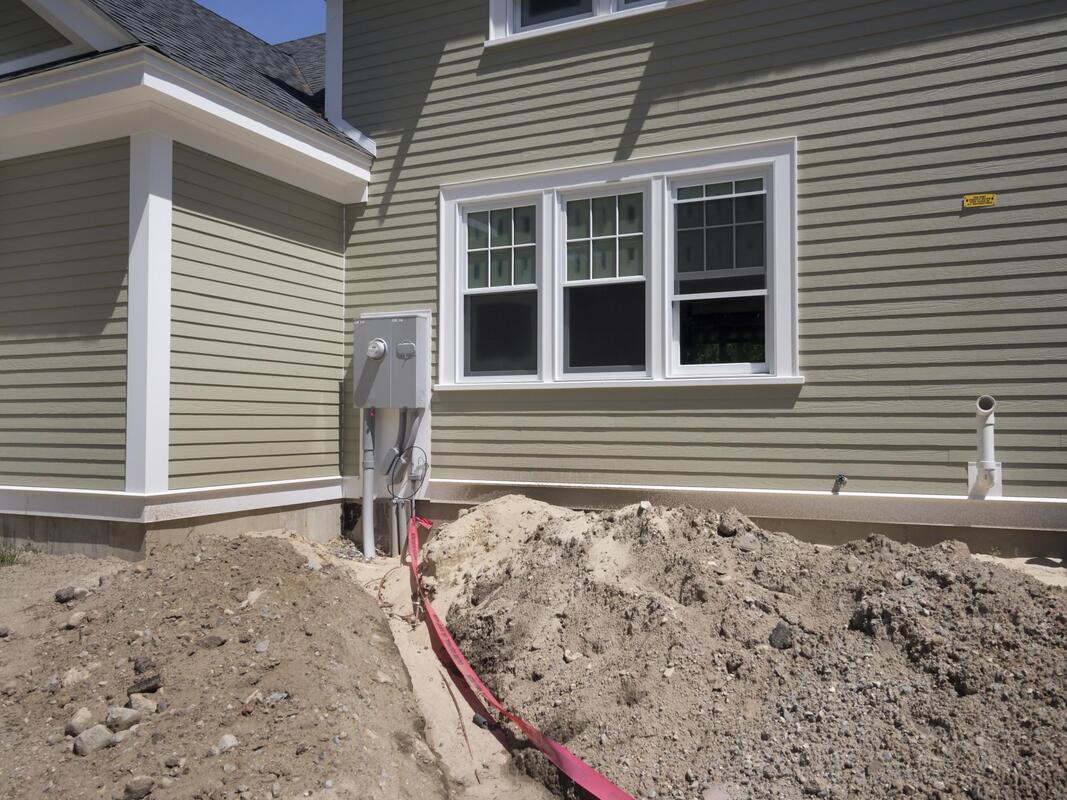 a house drainage under installation